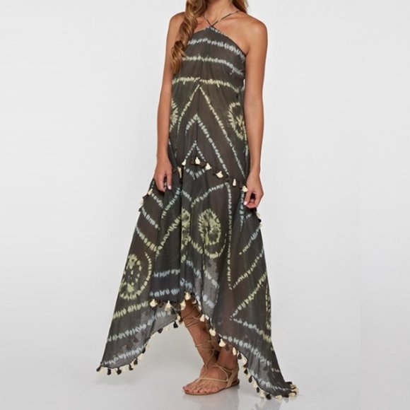 New Moroccan Print Tie Handkerchief Maxi Gray - Picture 3 of 8